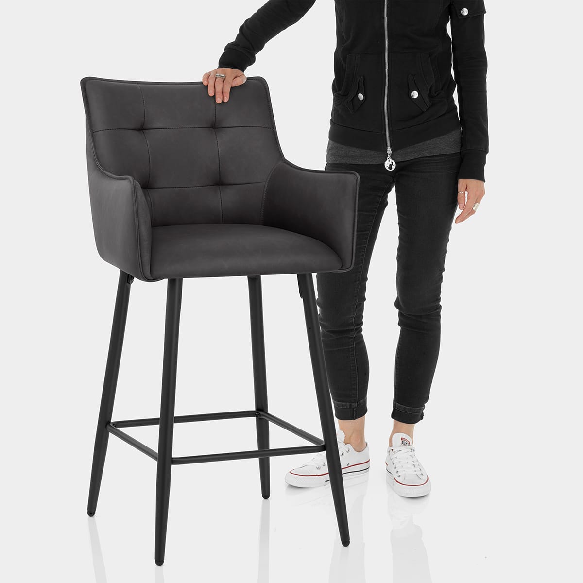 Montana Bar Stool Antique Dark Grey Features Image