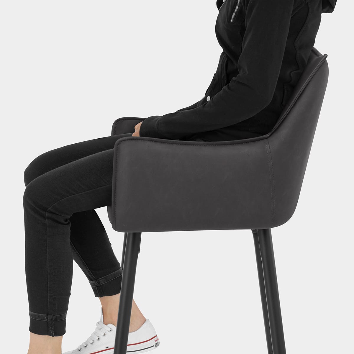 Montana Bar Stool Antique Dark Grey Seat Image