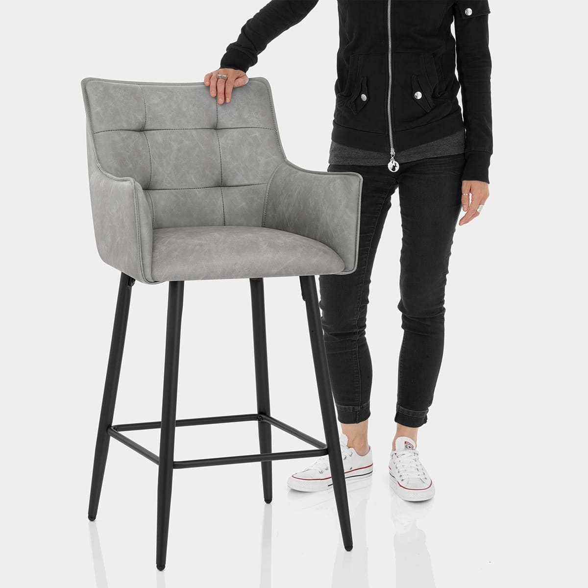 Montana Bar Stool Antique Light Grey Features Image