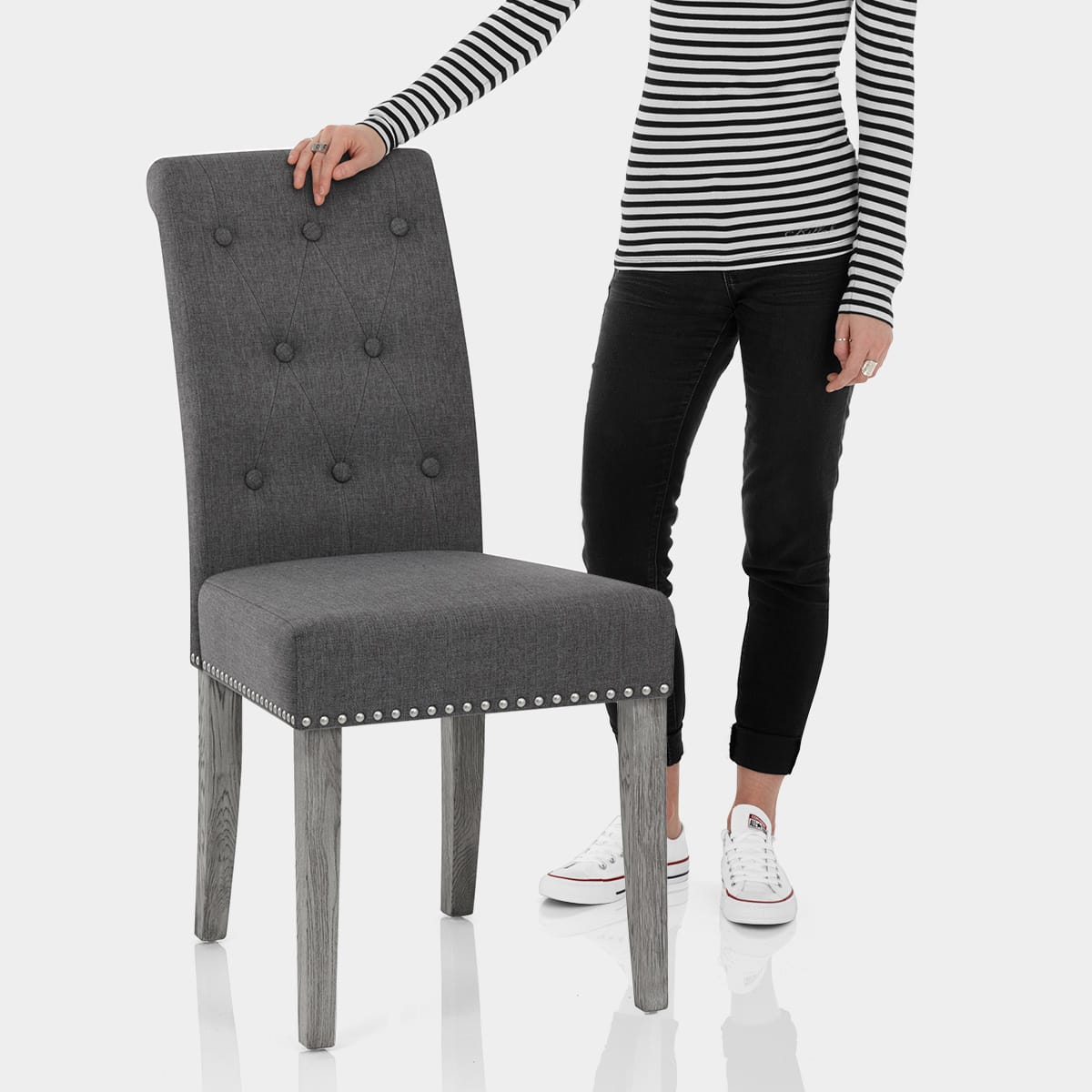 Moreton Dining Chair Charcoal Fabric Features Image