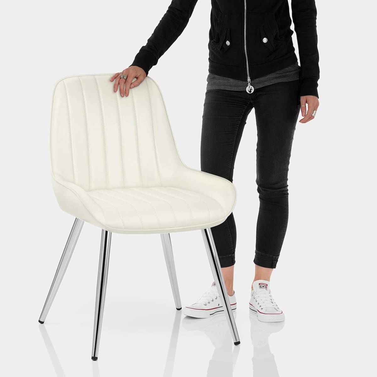 Mustang Chrome Chair Antique Cream Features Image