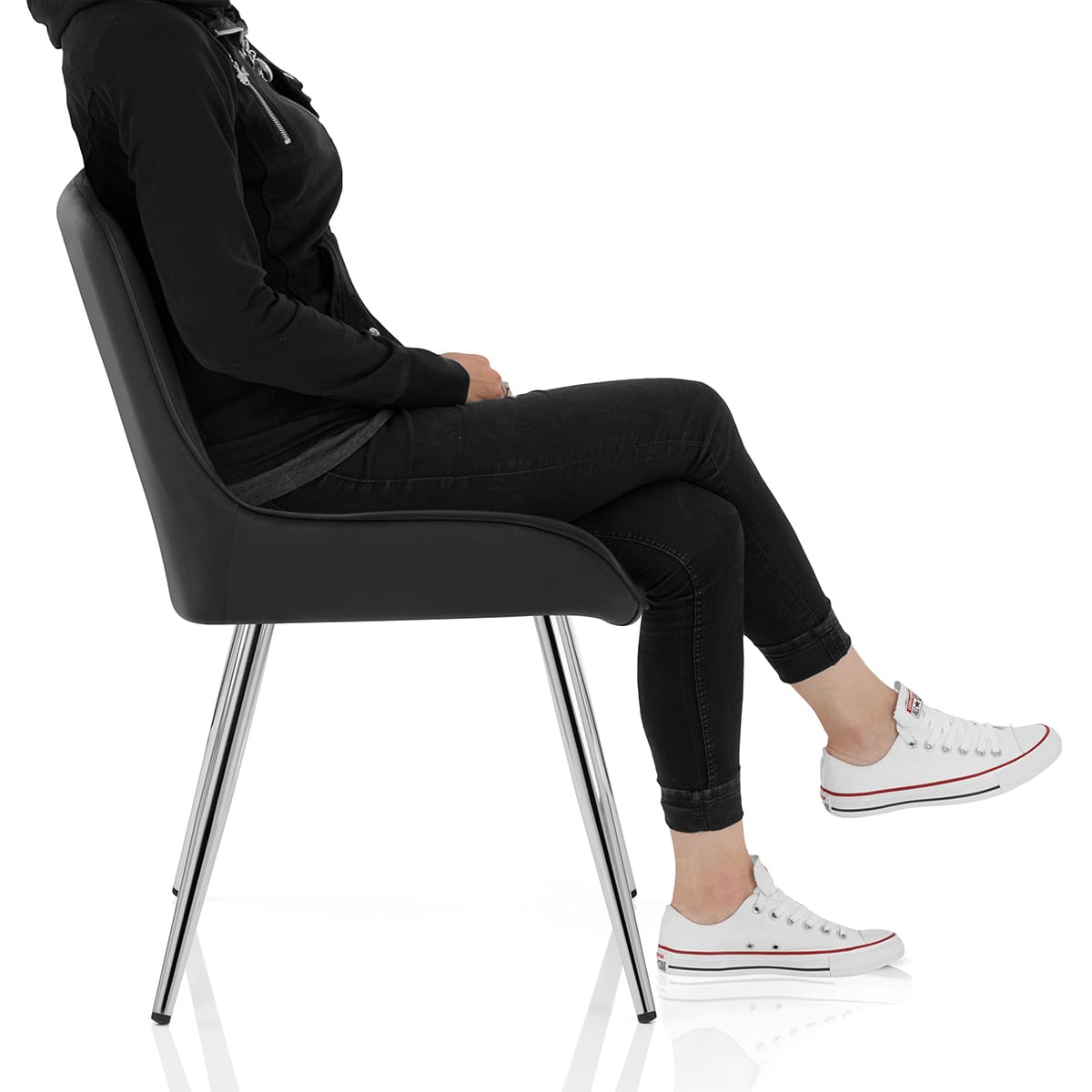 Mustang Chrome Chair Black Velvet Frame Image