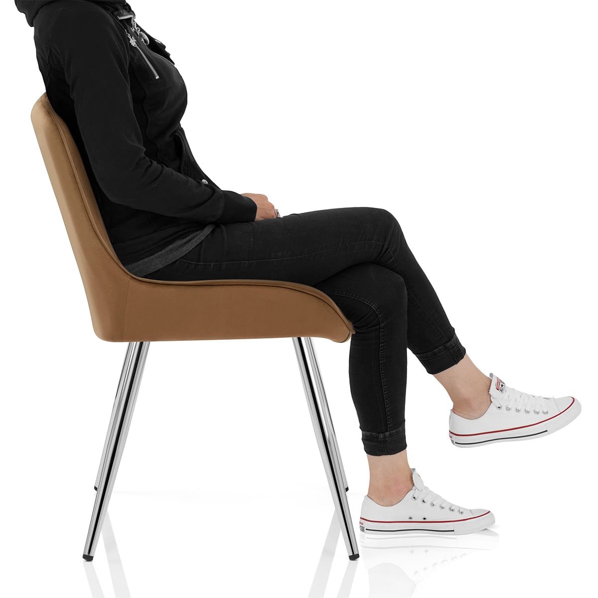 Mustang Chrome Chair Brown Velvet Frame Image