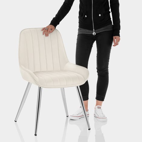 Mustang Chrome Chair Cream Velvet Features Image