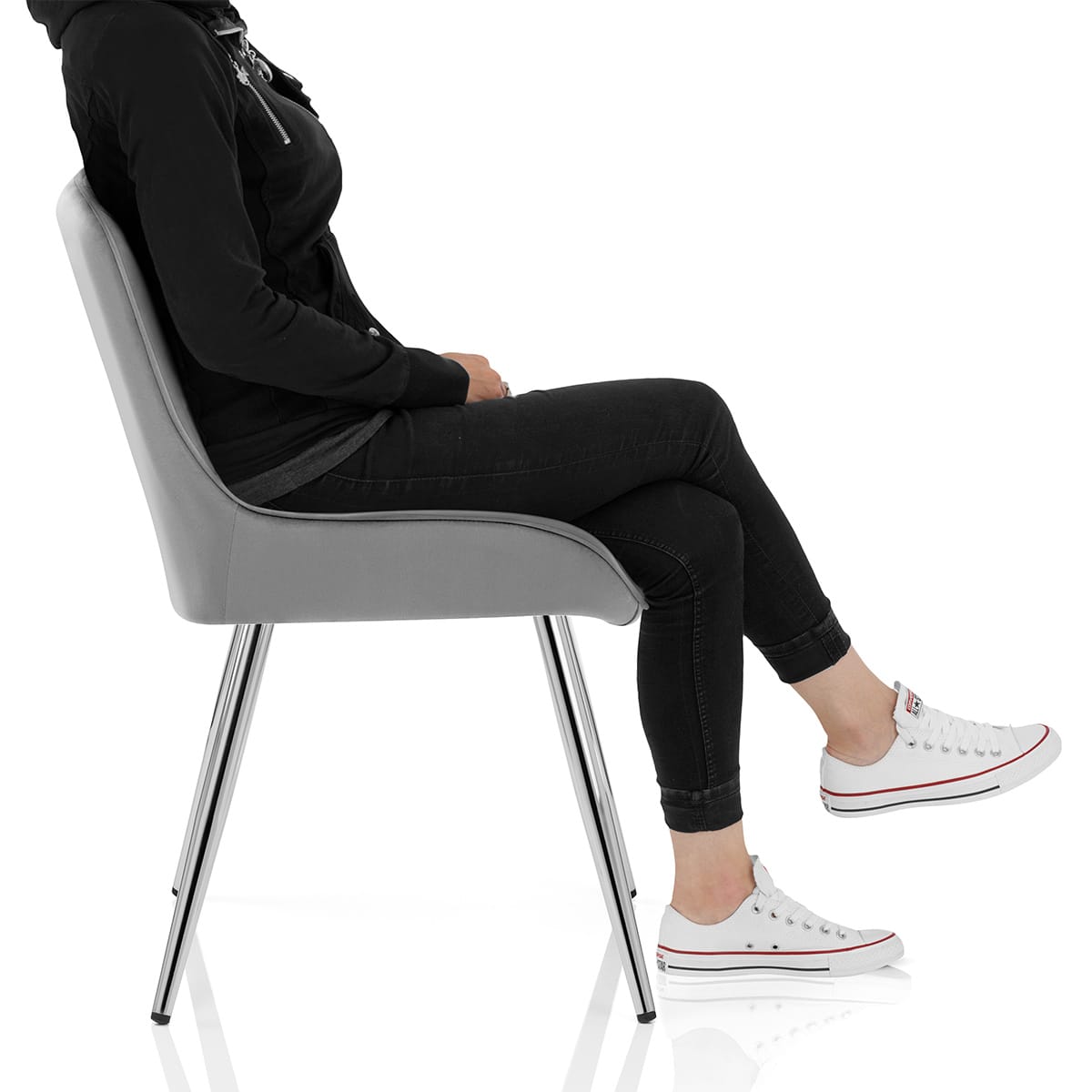 Mustang Chrome Chair Dark Grey Velvet Frame Image