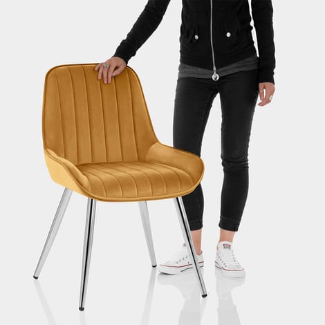 Mustang Chrome Chair Mustard Velvet Features Image