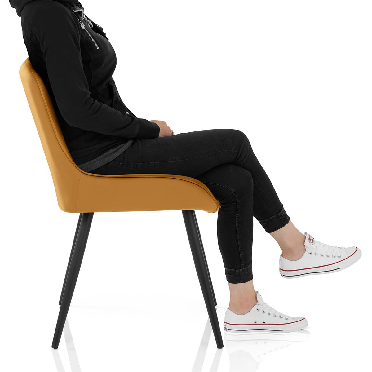 Mustang Chrome Chair Mustard Velvet Frame Image