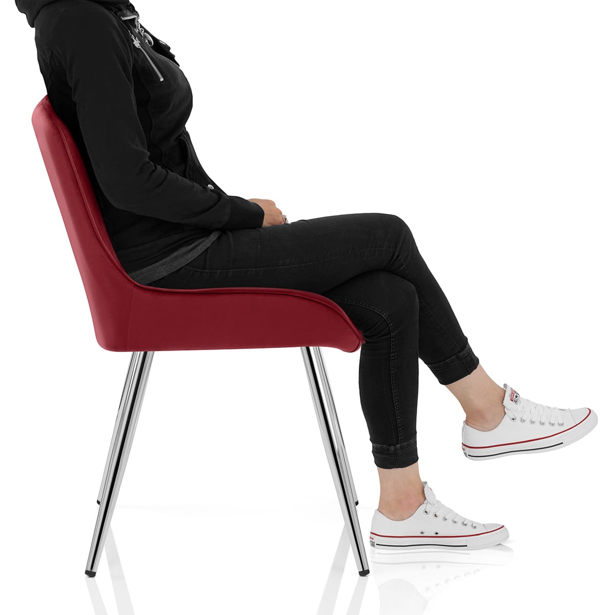 Mustang Chrome Chair Red Velvet Frame Image