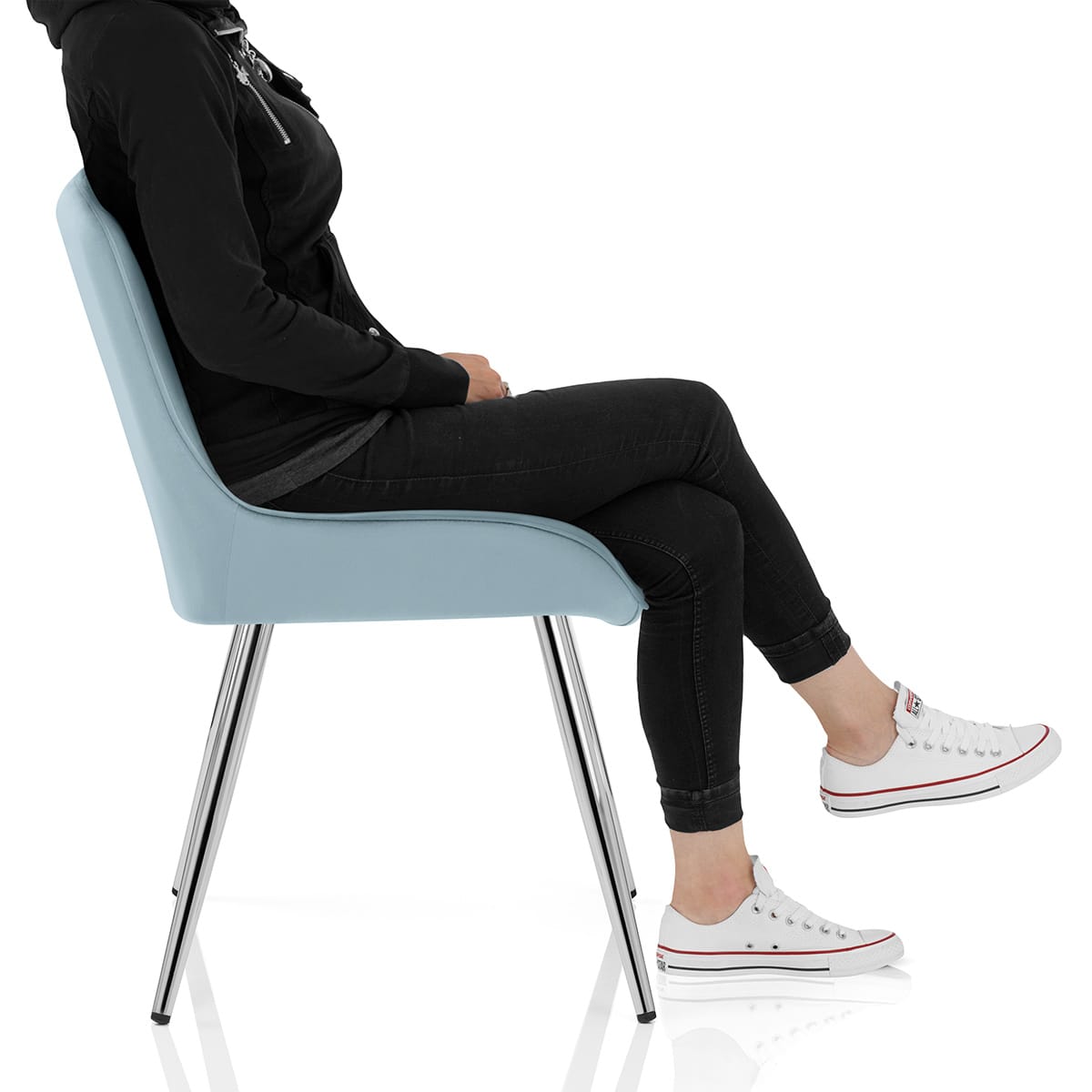 Mustang Chrome Chair Sky Blue Velvet Frame Image