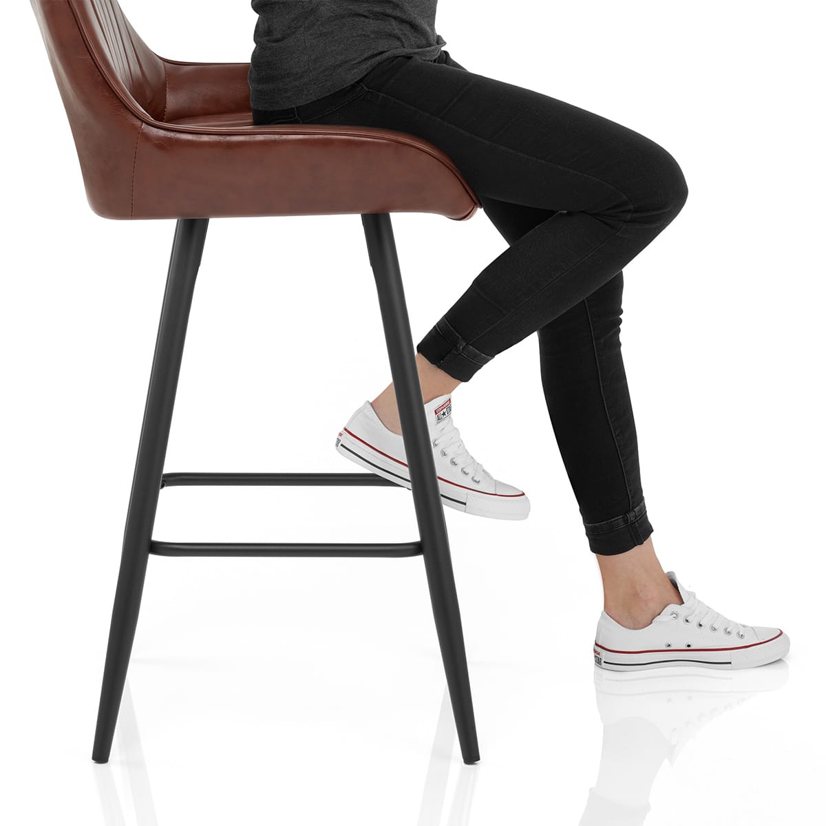 Mustang Bar Stool Antique Brown Frame Image