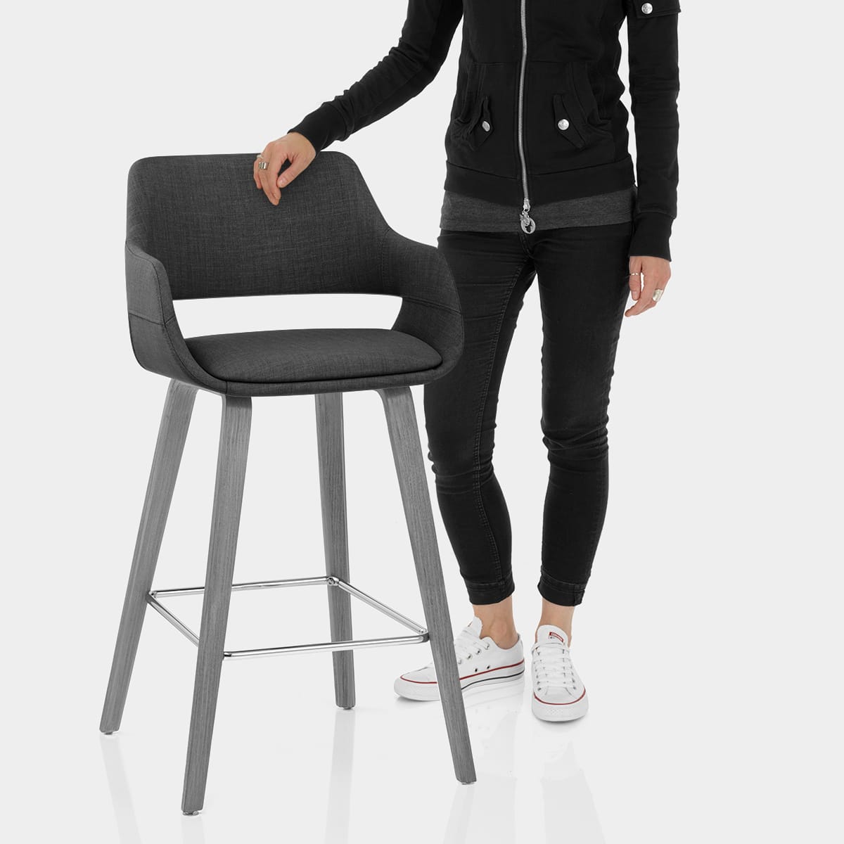 Nappa Bar Stool Charcoal Fabric Features Image