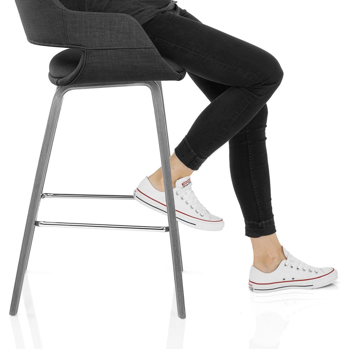 Nappa Bar Stool Charcoal Fabric Frame Image