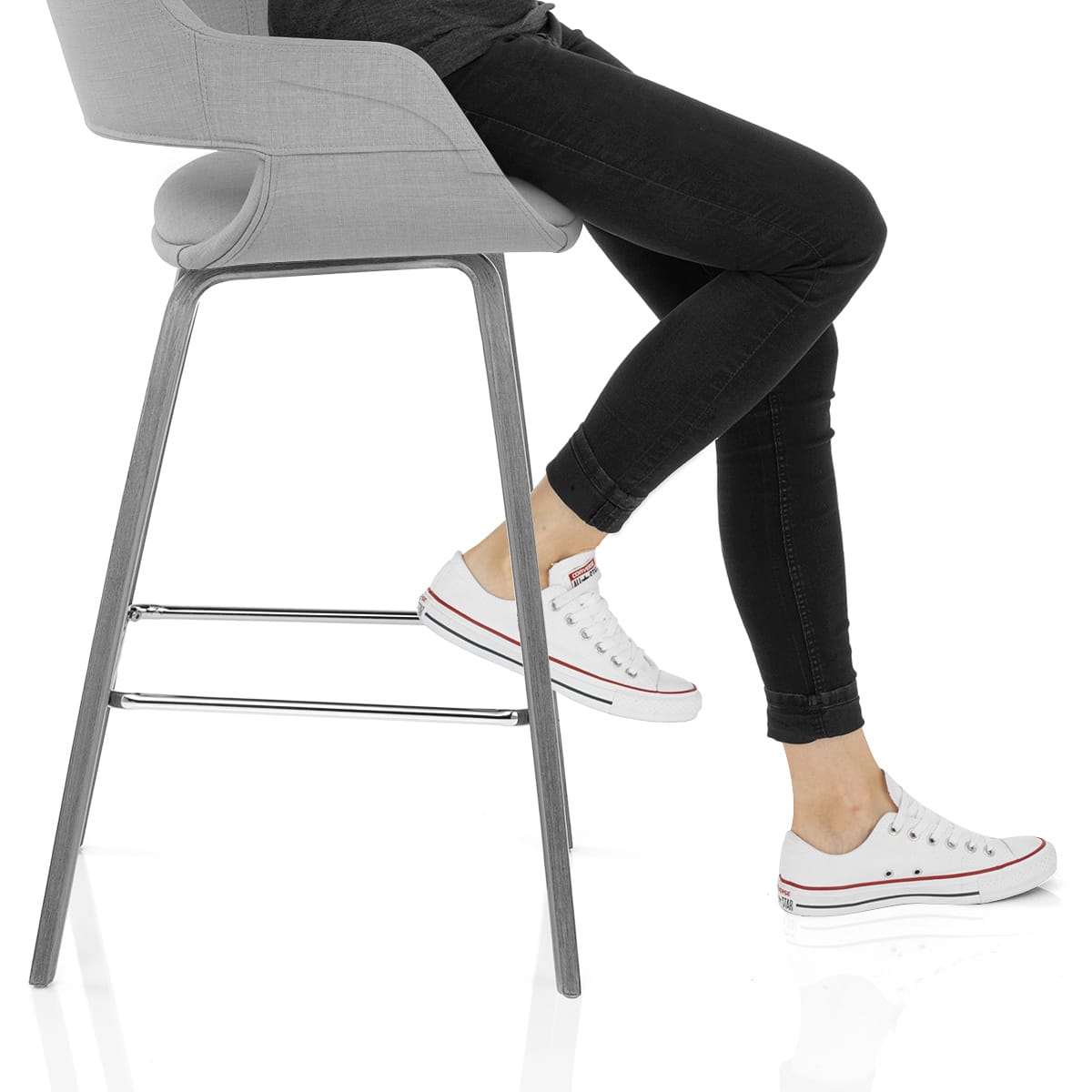 Nappa Bar Stool Grey Fabric Frame Image