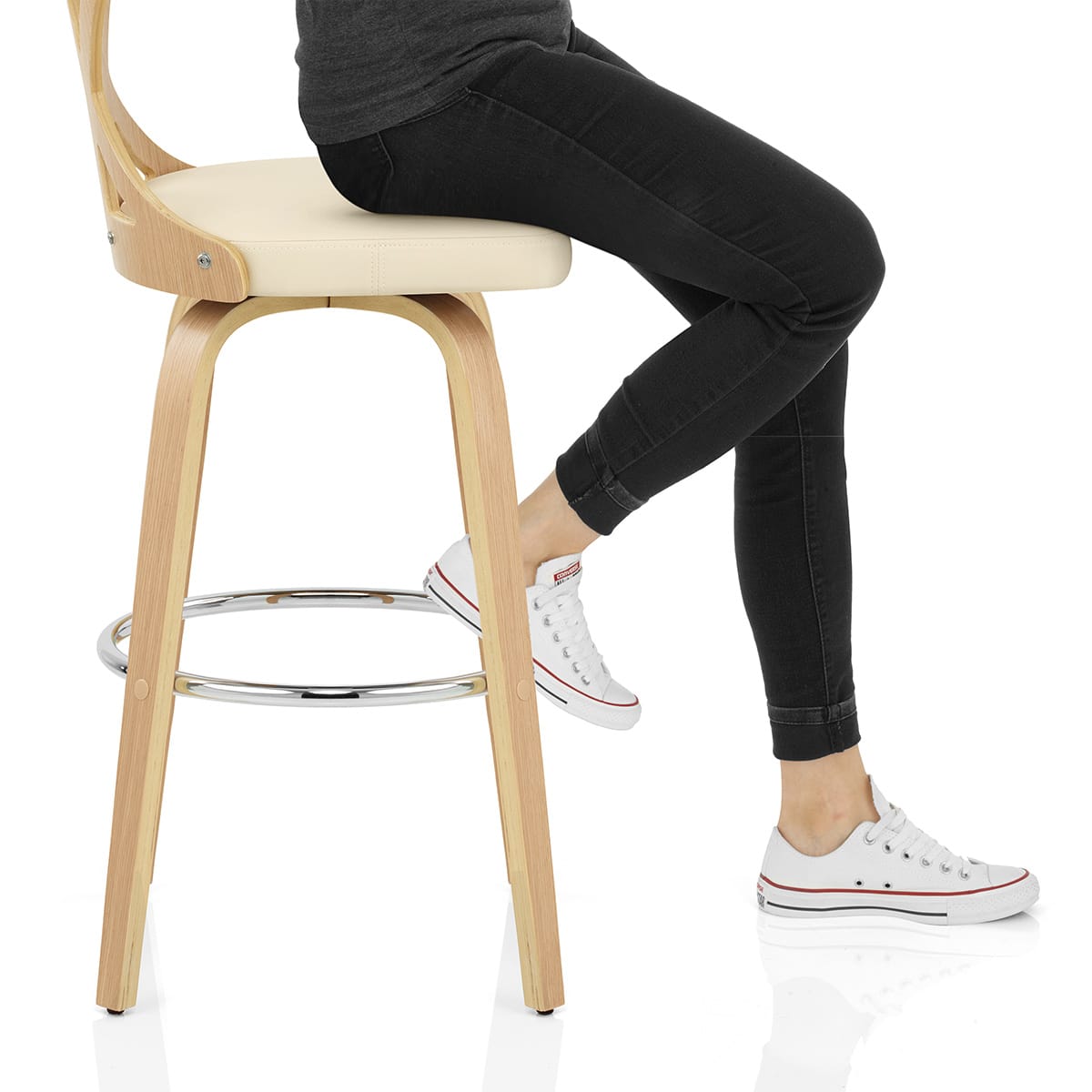 Nash Stool Wood & Cream Frame Image