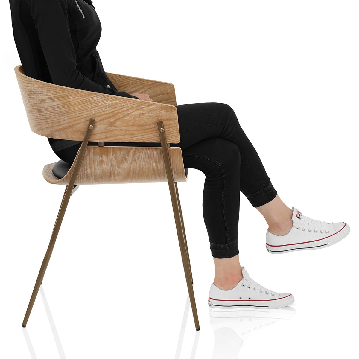 Nevada Antique Oak Chair Black Frame Image