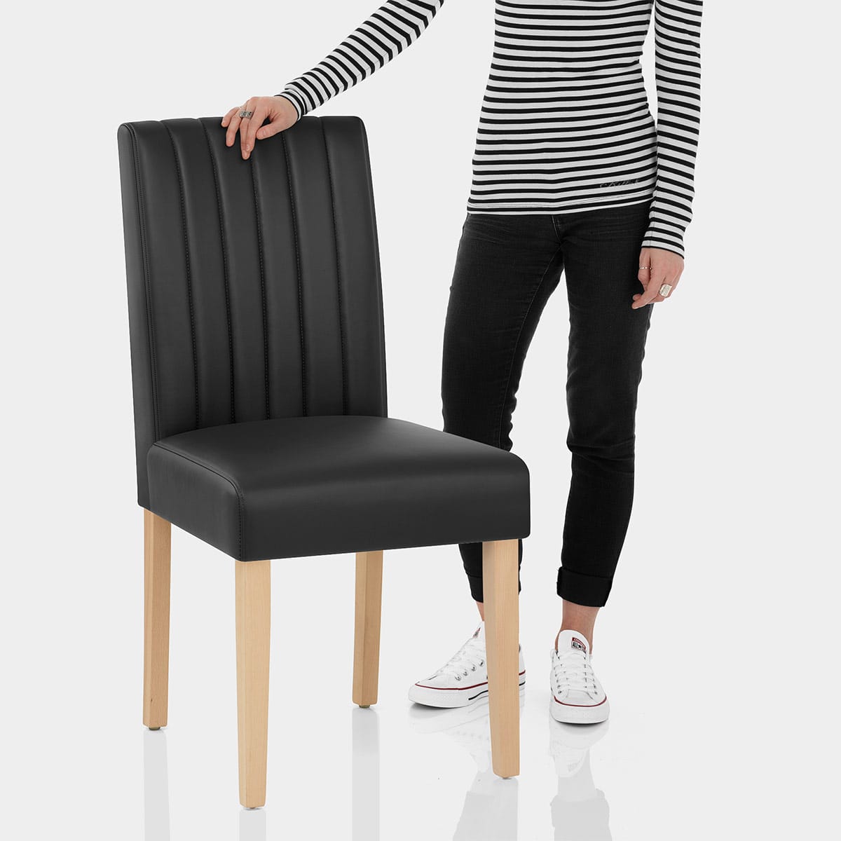 Newbury Real Leather Dining Chair Black Features Image