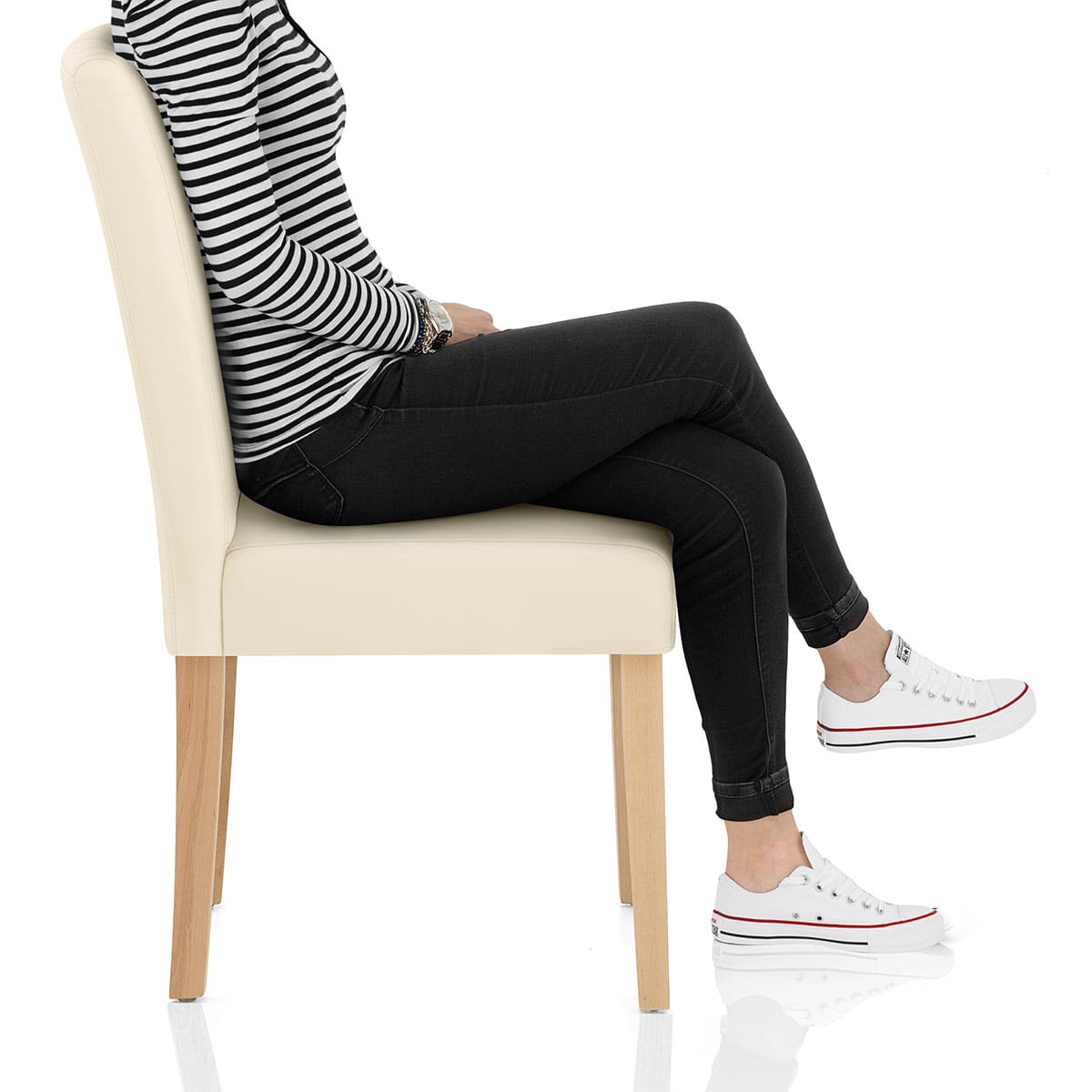 Newbury Real Leather Dining Chair Cream Frame Image