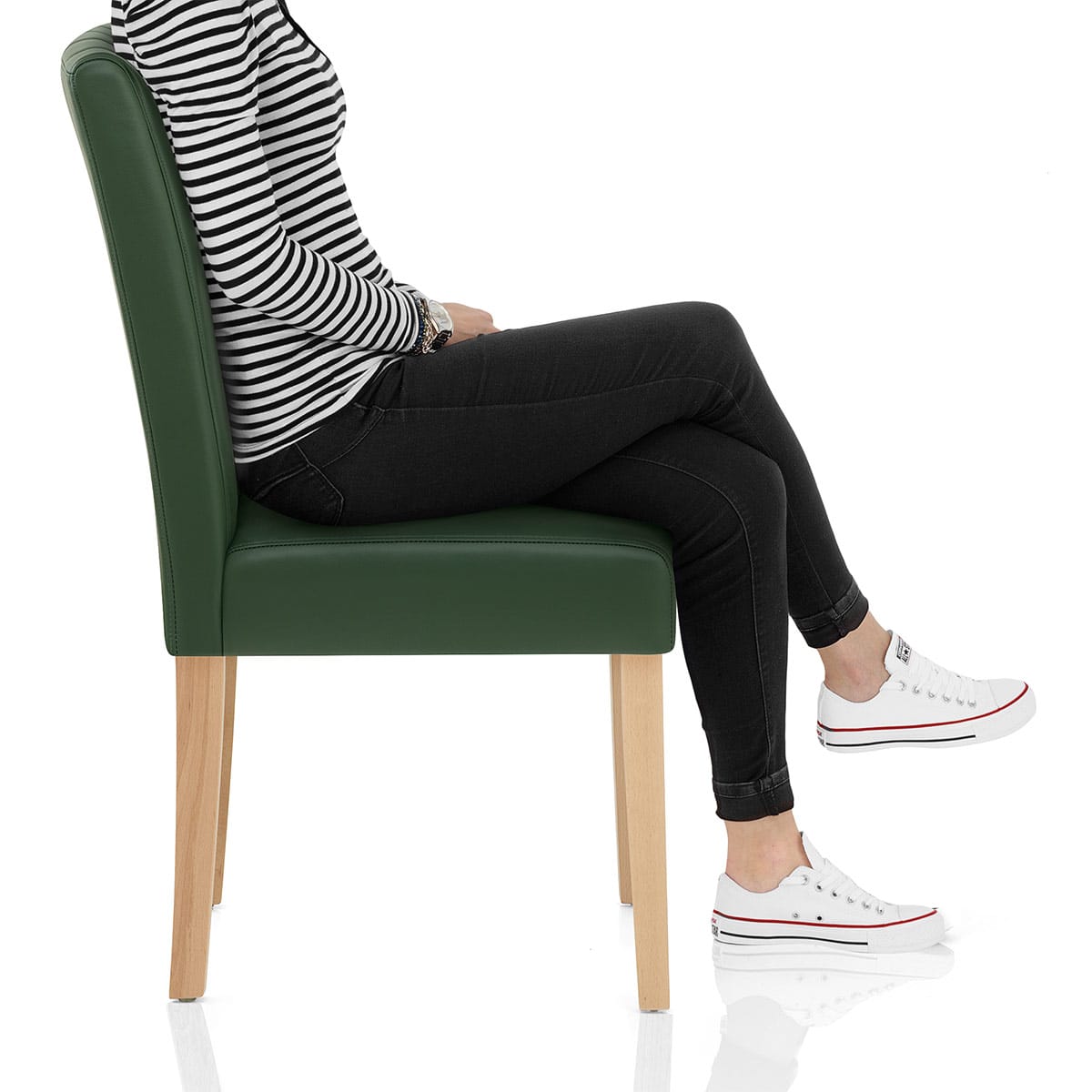 Newbury Real Leather Dining Chair Green Frame Image