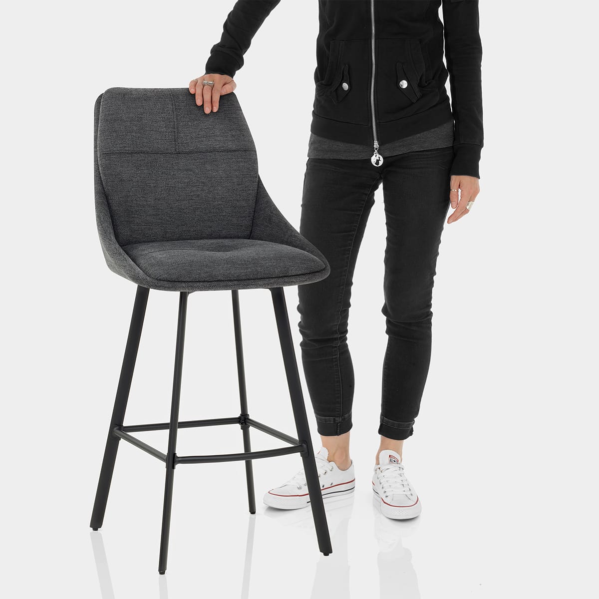 Nova Bar Stool Charcoal Fabric Features Image