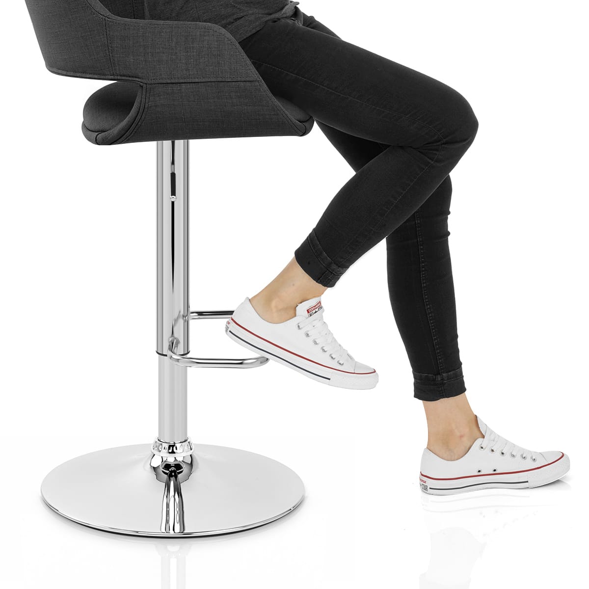 Nuevo Bar Stool Charcoal Fabric Frame Image