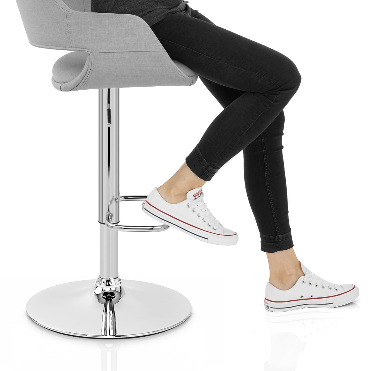 Nuevo Bar Stool Grey Fabric Frame Image