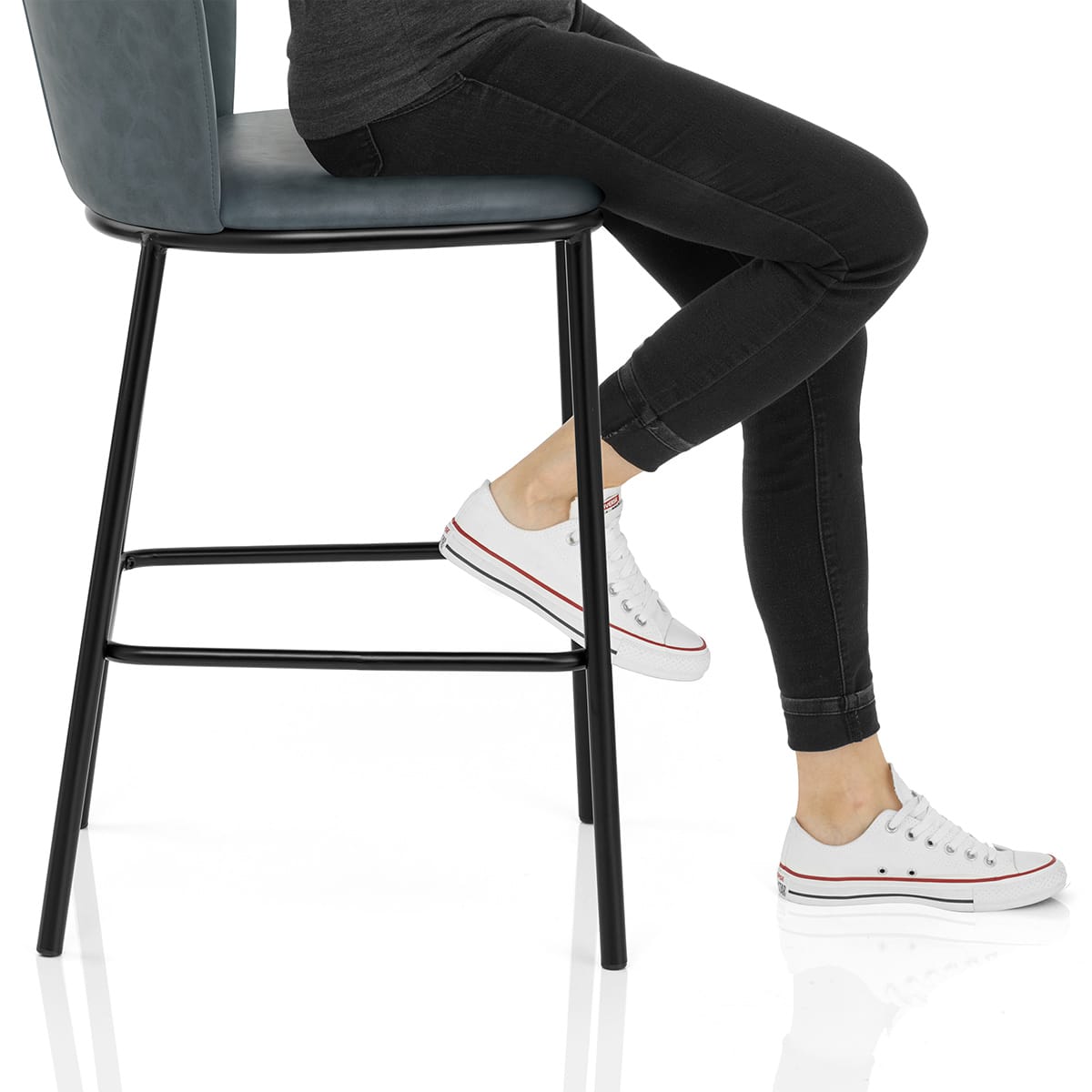 Odette Bar Stool Antique Blue Frame Image