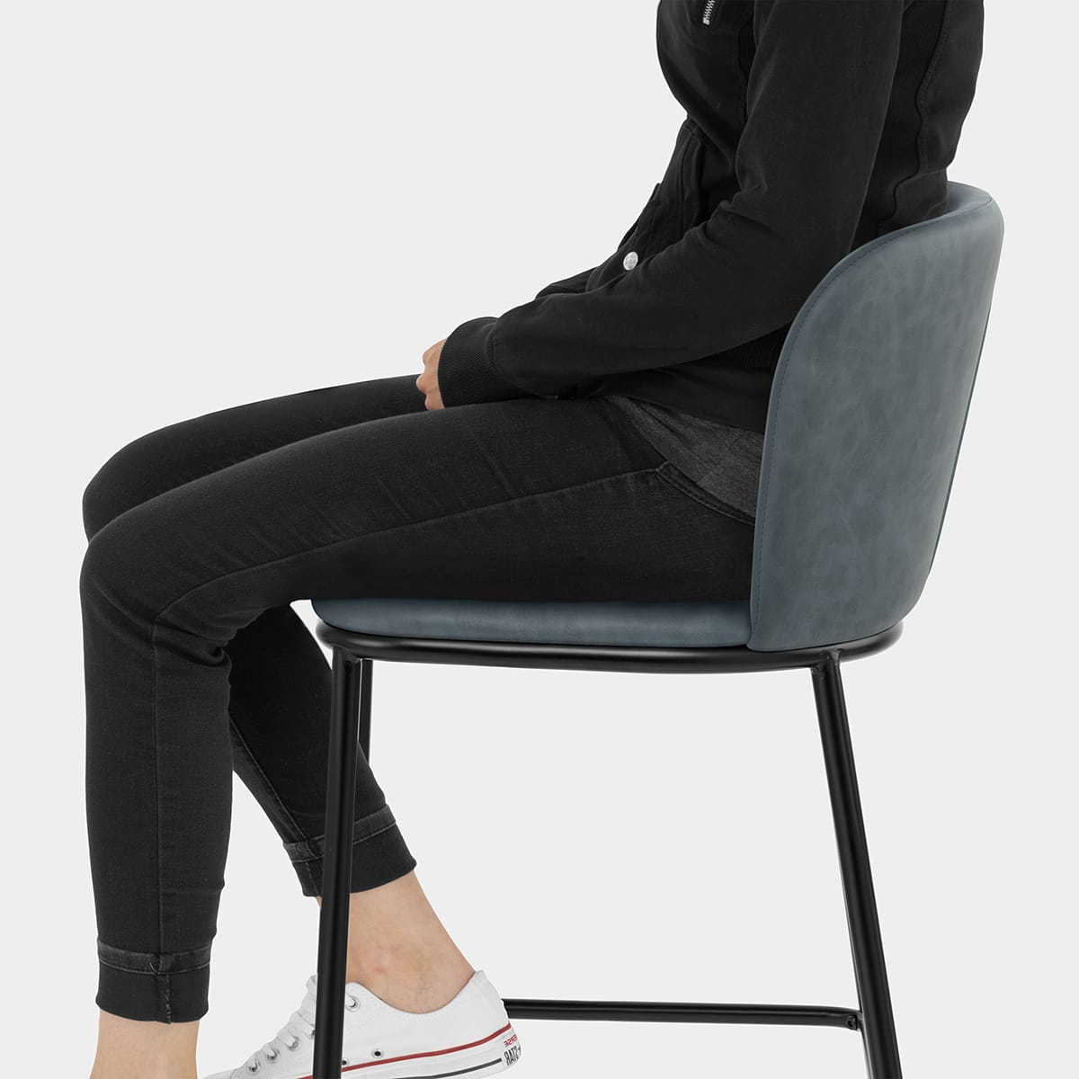 Odette Bar Stool Antique Blue Seat Image