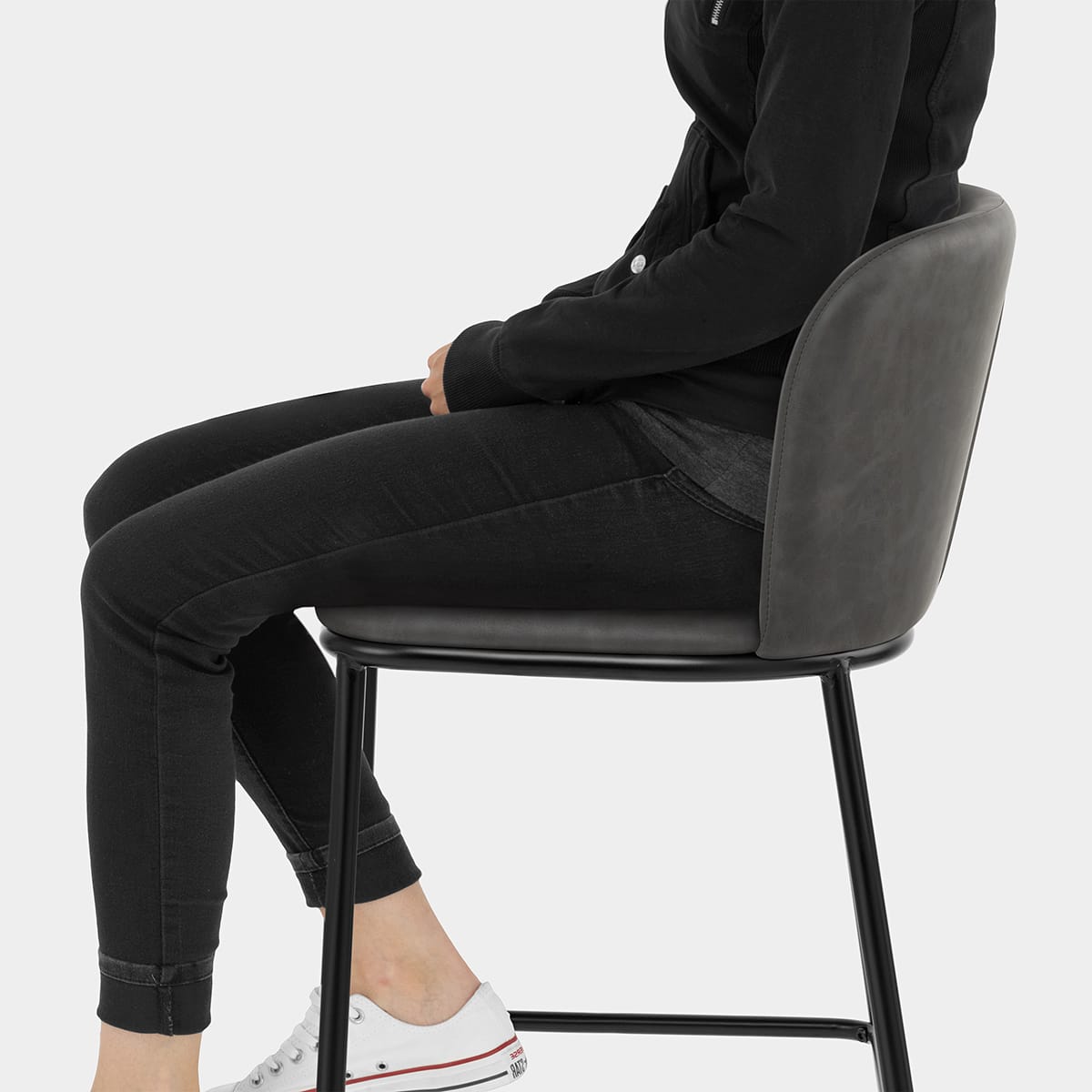 Odette Bar Stool Antique Charcoal Seat Image