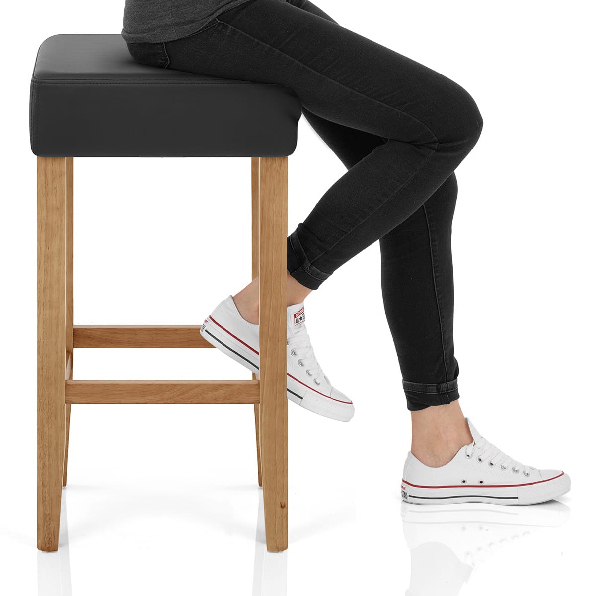 Oliver Oak Bar Stool Black Frame Image