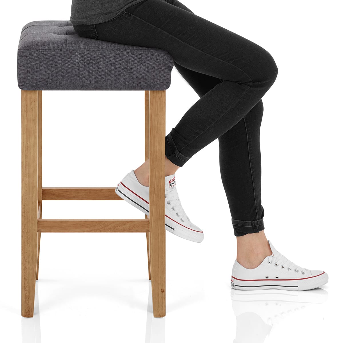 Oliver Oak Stool Charcoal Fabric Frame Image