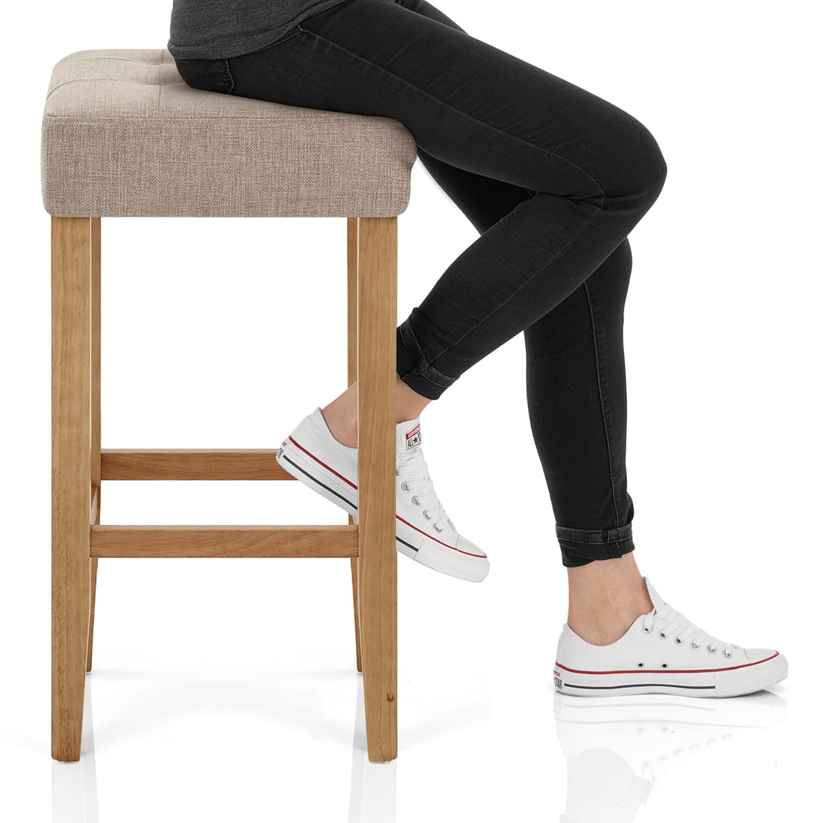 Oliver Oak Stool Tweed Fabric Frame Image