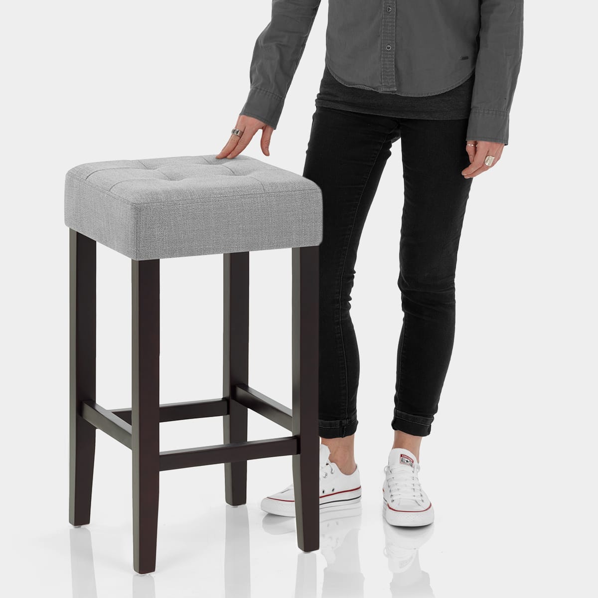 Oliver Wenge Stool Grey Fabric Features Image
