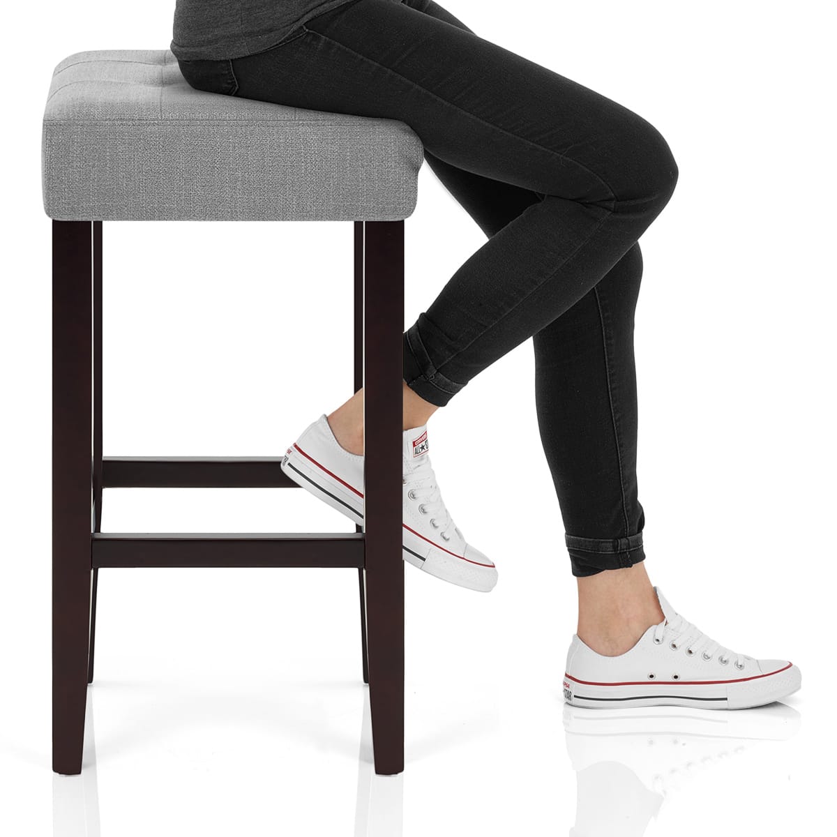 Oliver Wenge Stool Grey Fabric Frame Image