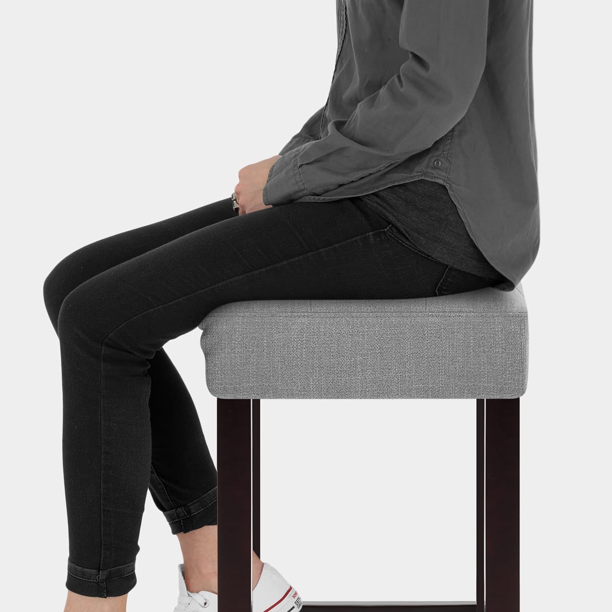 Oliver Wenge Stool Grey Fabric Seat Image