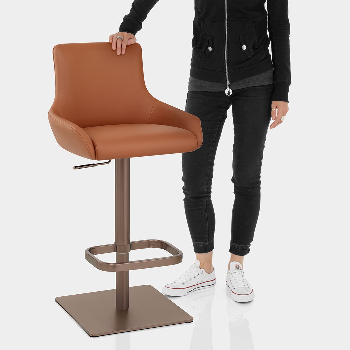 Olivia Bronze Bar Stool Tan Features Image