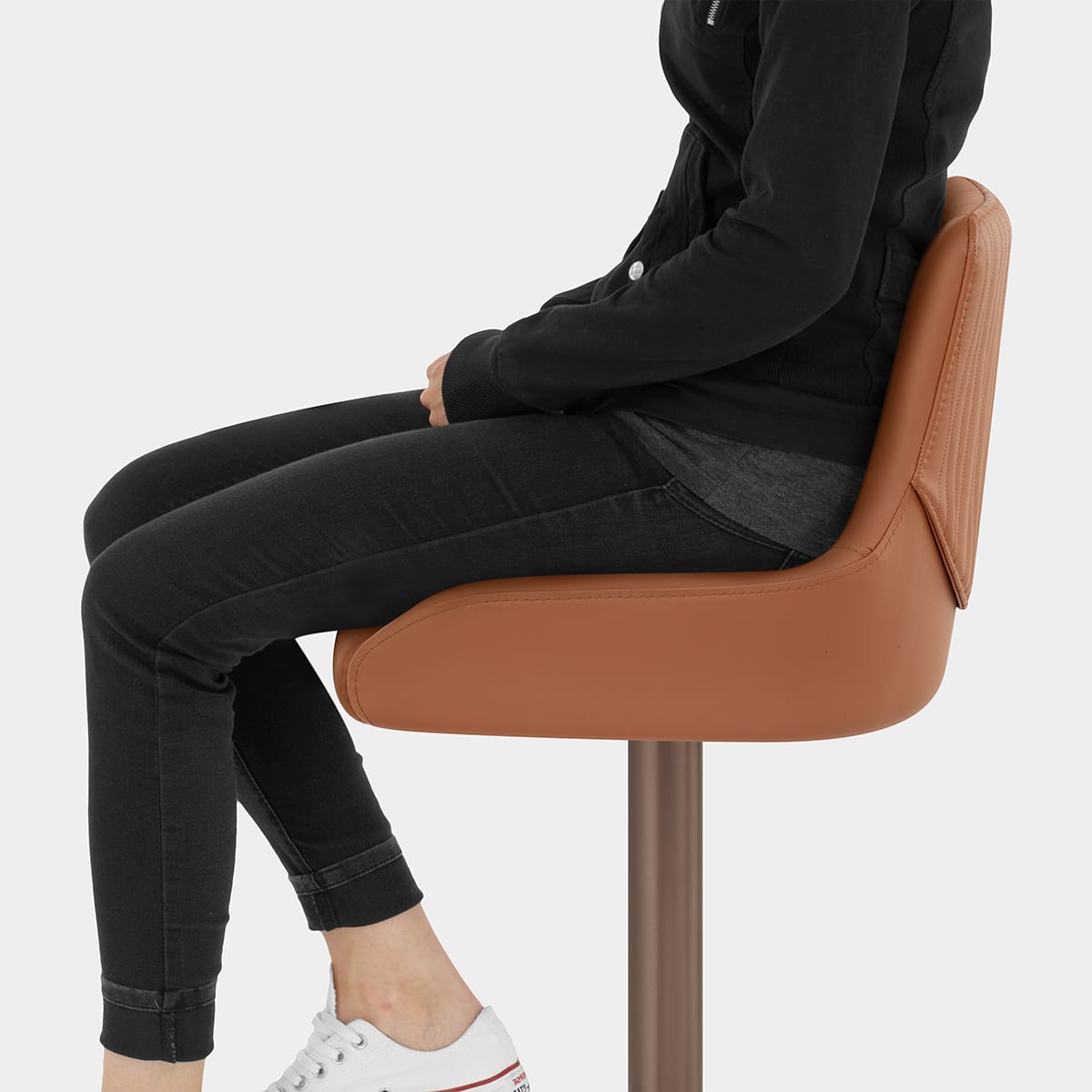 Olivia Bronze Bar Stool Tan Seat Image