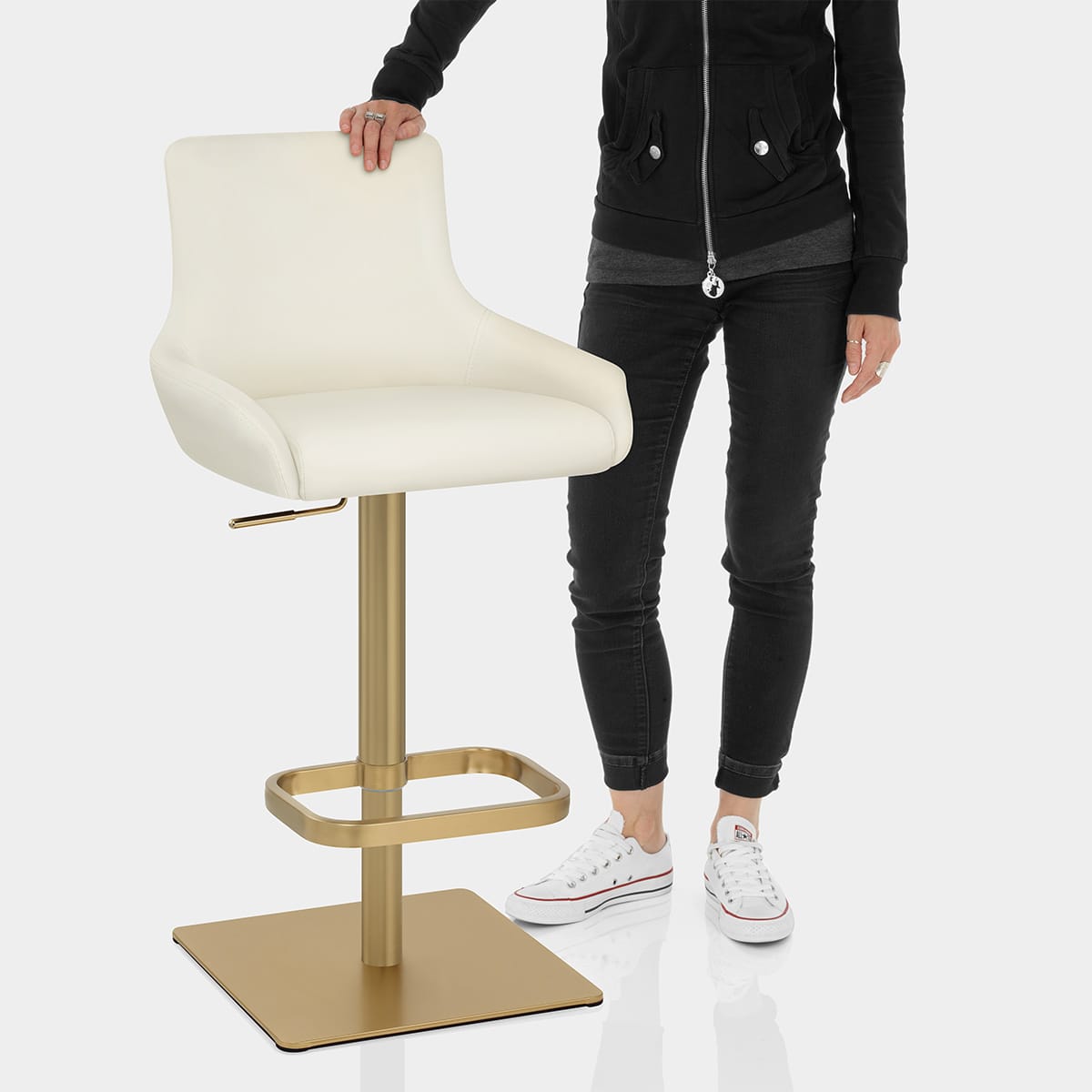 Olivia Gold Bar Stool Ivory Features Image