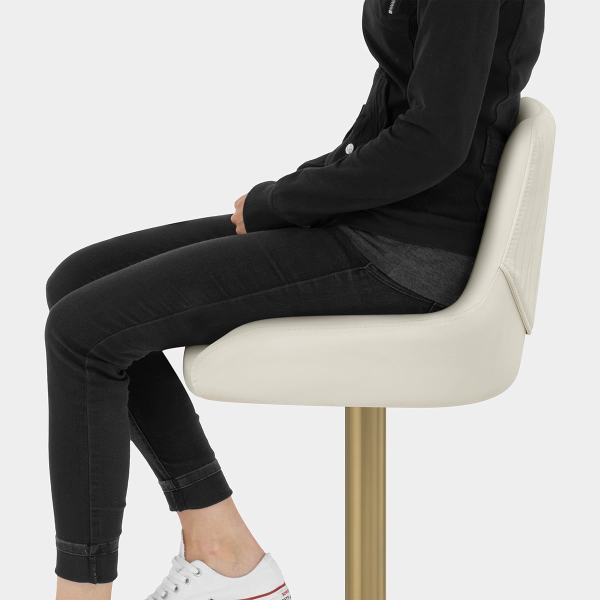 Olivia Gold Bar Stool Ivory Seat Image