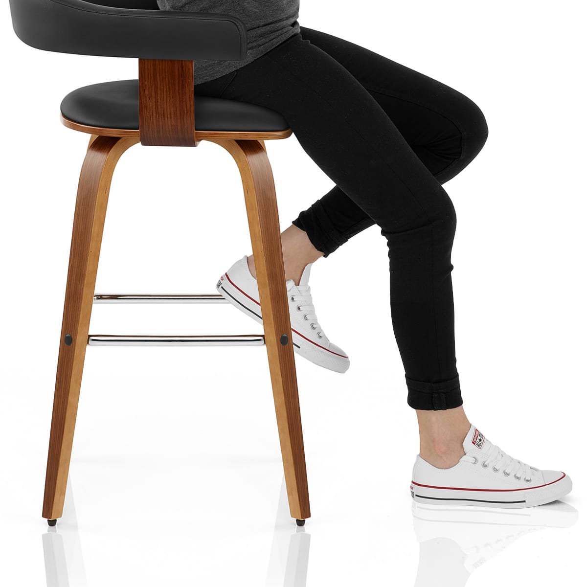 Ontario Walnut Bar Stool Black Frame Image