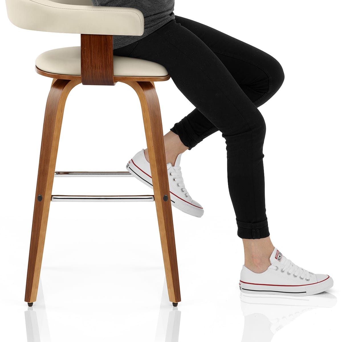 Ontario Walnut Bar Stool Cream Frame Image