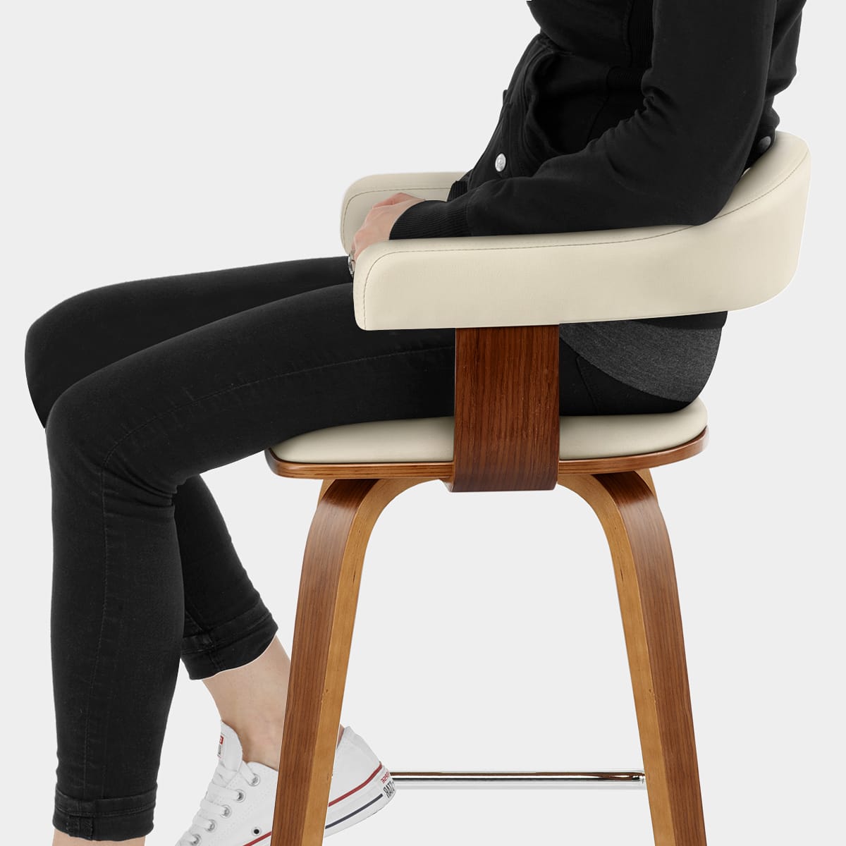 Ontario Walnut Bar Stool Cream Seat Image
