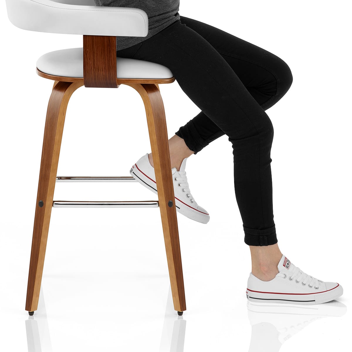 Ontario Walnut Bar Stool White Frame Image