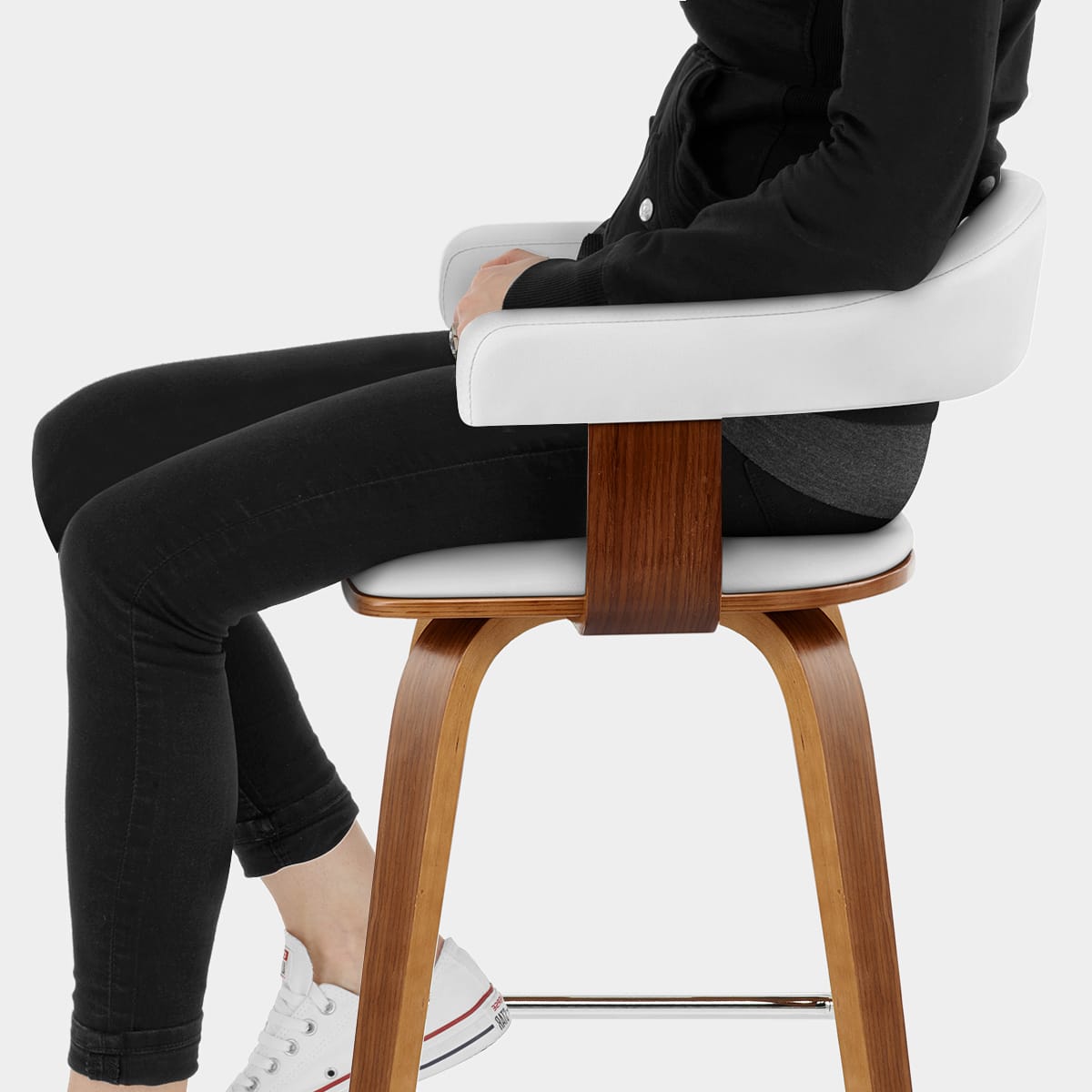 Ontario Walnut Bar Stool White Seat Image