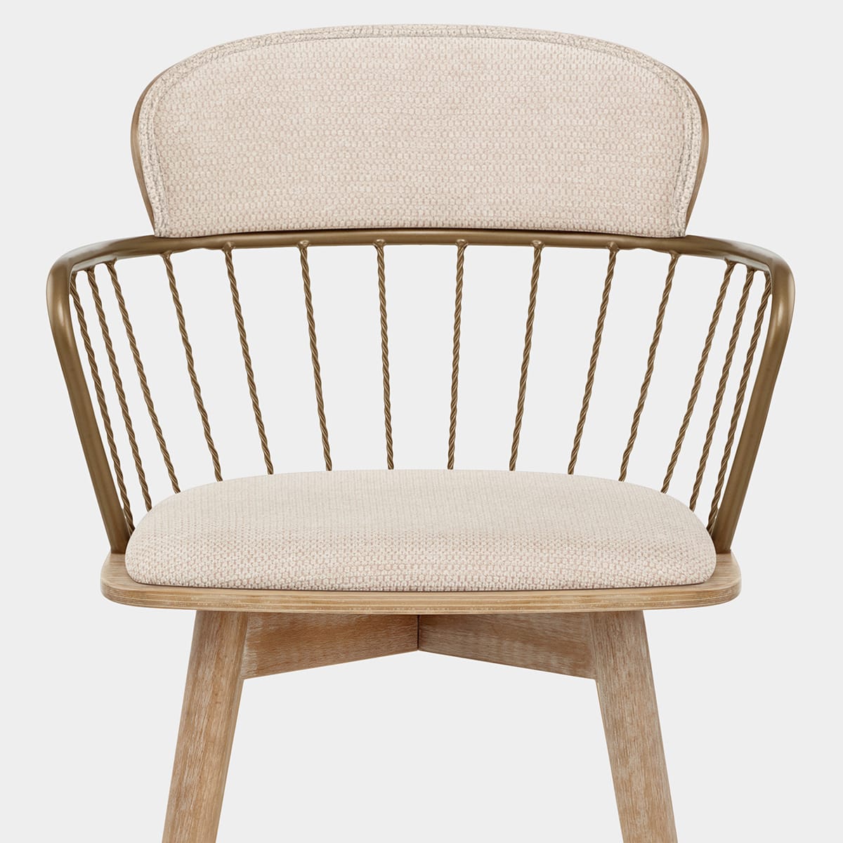 Opera Chair Oak & Beige Fabric Seat Image