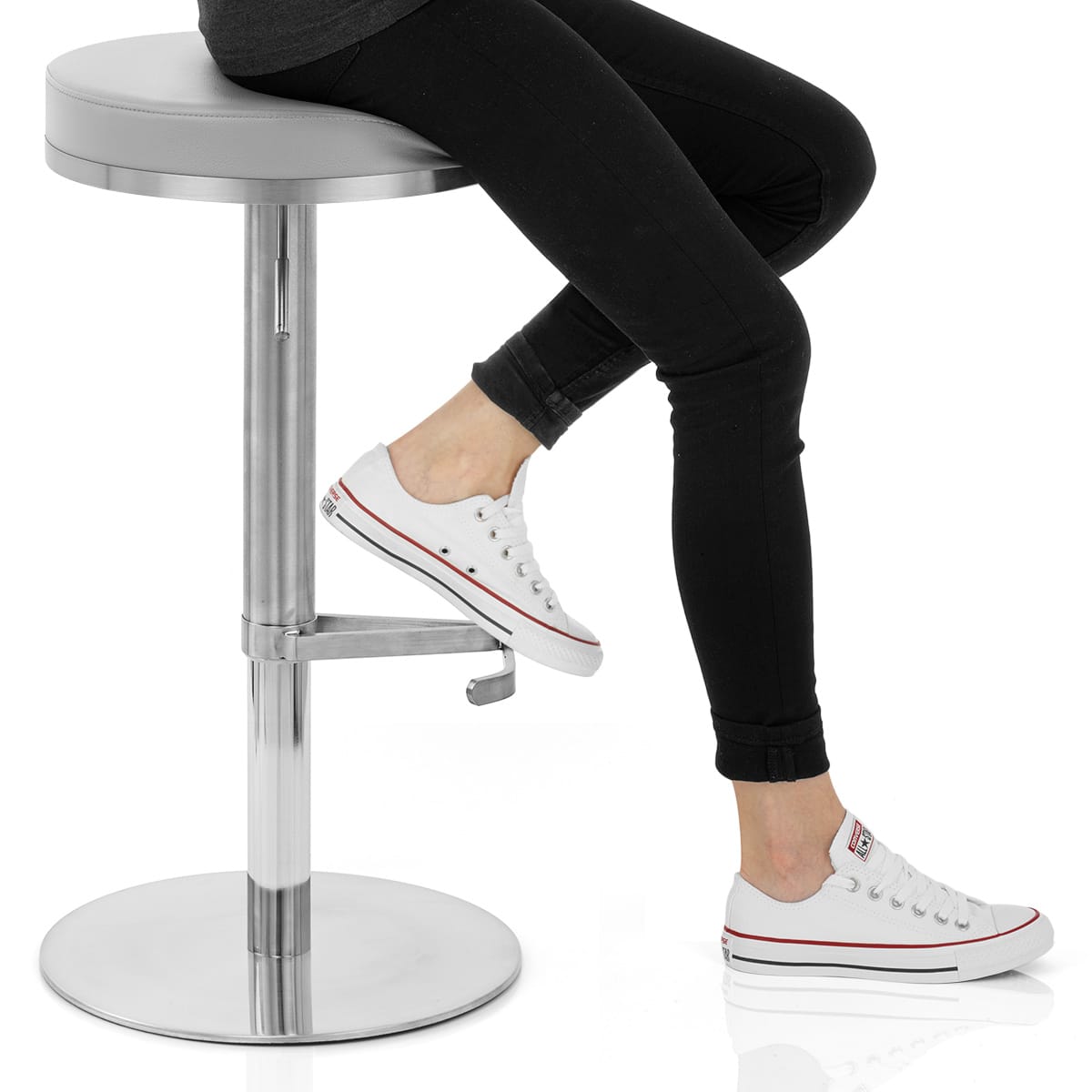 Oracle Brushed Steel Stool Grey Frame Image