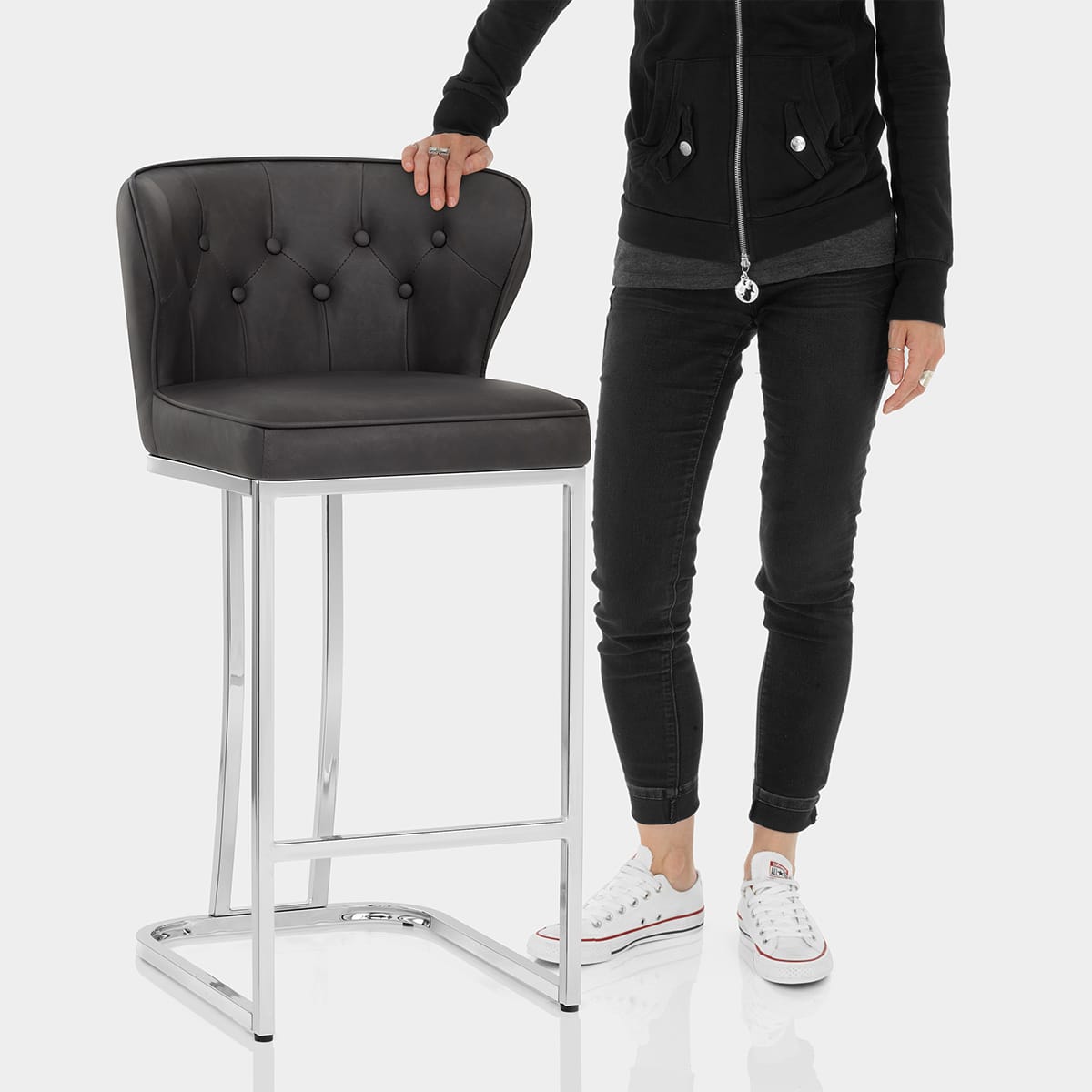 Oregon Bar Stool Antique Dark Grey Features Image