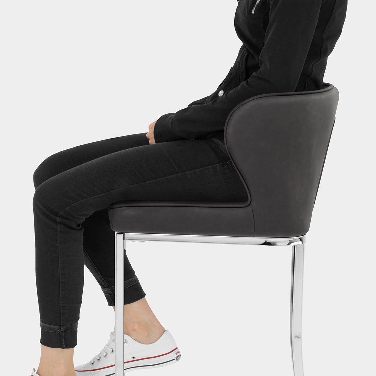 Oregon Bar Stool Antique Dark Grey Seat Image