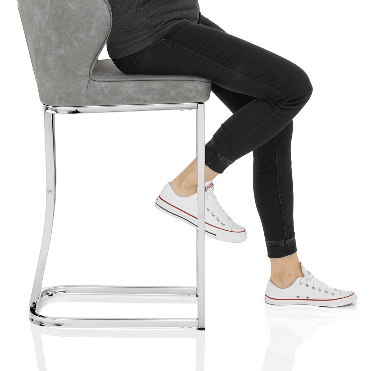 Oregon Bar Stool Antique Light Grey Frame Image