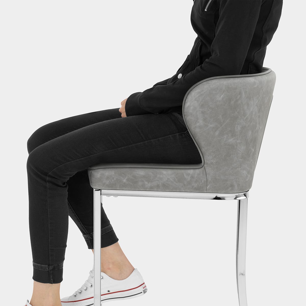 Oregon Bar Stool Antique Light Grey Seat Image