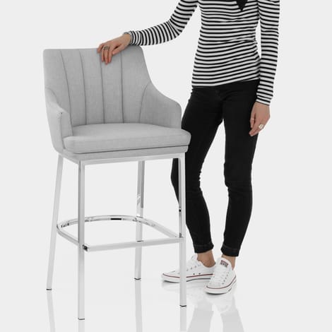 Orion Bar Stool Grey Fabric Features Image